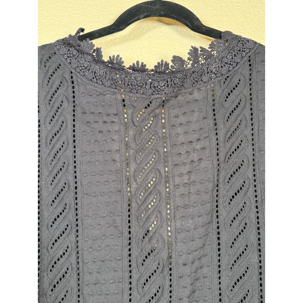 Melissa Odabash Victoria Black Mini Dress Size M Kaftan Cover Up Bell Sleeves - Picture 8 of 9
